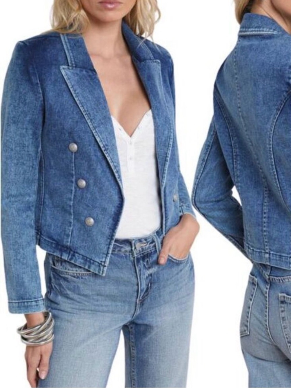 L’Agence Wayne Double Breasted Cropped Blazer